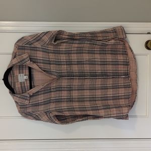 Melrose and Market pink plaid long sleeve shirt